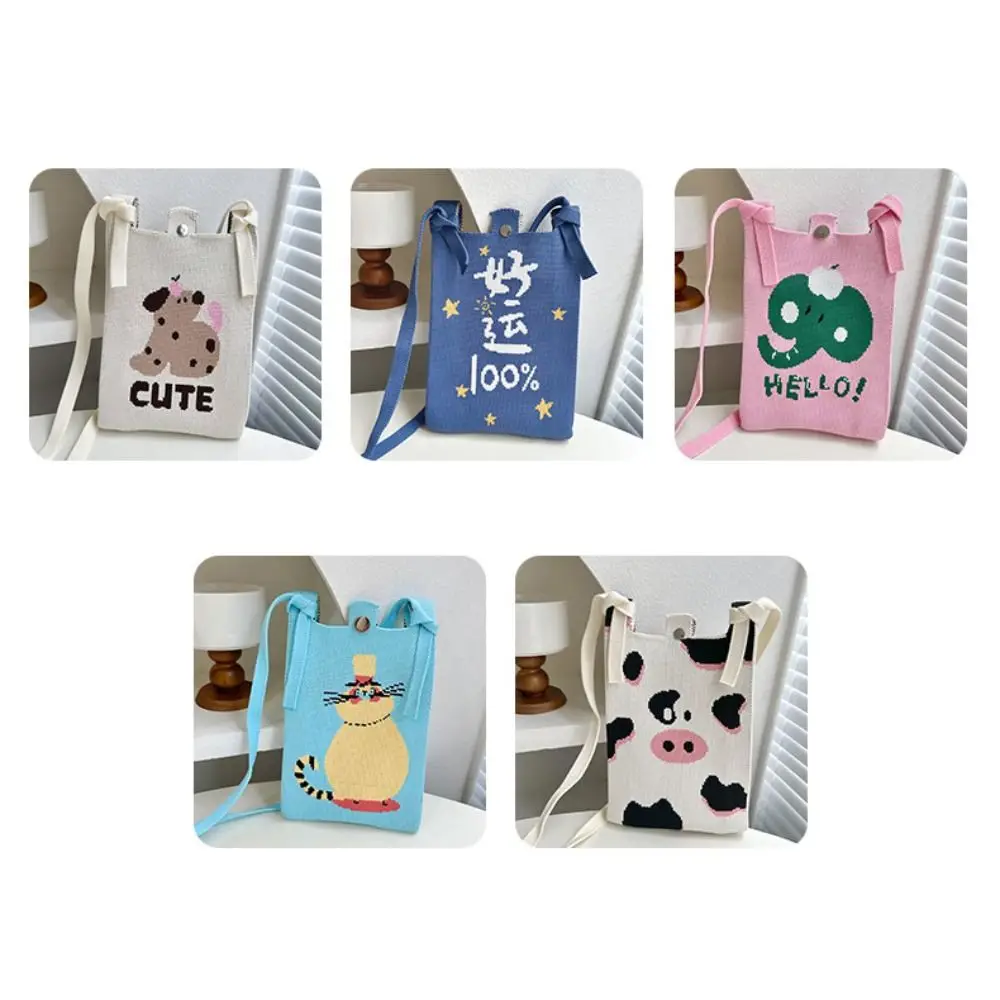 Mode Mini Gebreide Handtas Schattige Hoge Capaciteit Knoop Pols Tas Polyester Cartoon Schoudertas Voor Vrouwen