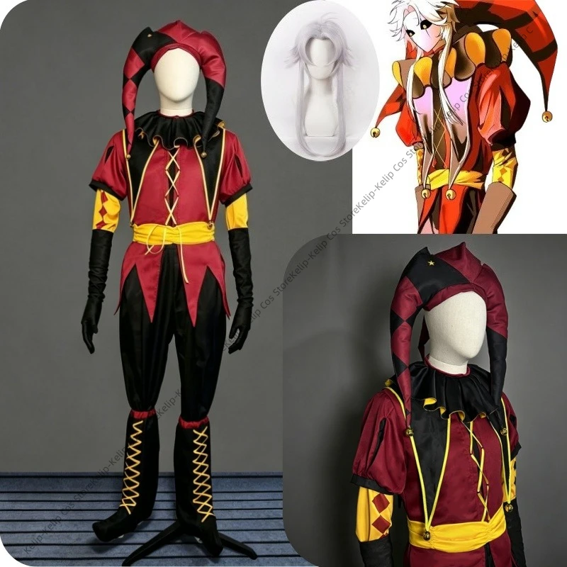 Freak Pierrot Cospla Costumes joker Vintage Pierrot Dark Circus Freak Show Costume  Gothic Sad Clown Outfit with Ruffle Collar