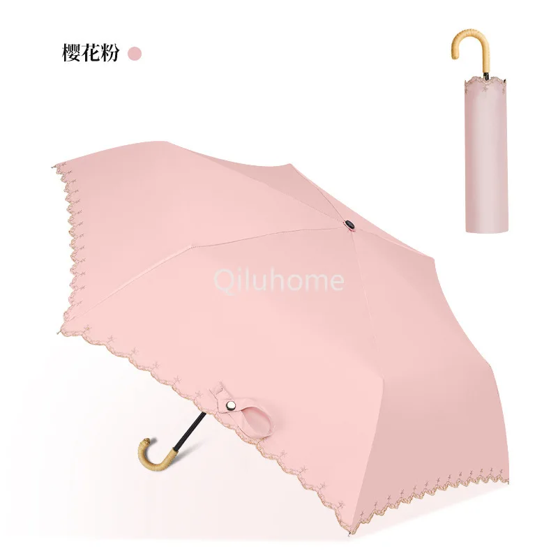 Vinyl UV Protection Mini Umbrella Portable Wind Umbrella Rain and Rain Dual-Use Sun Protection Sunshade