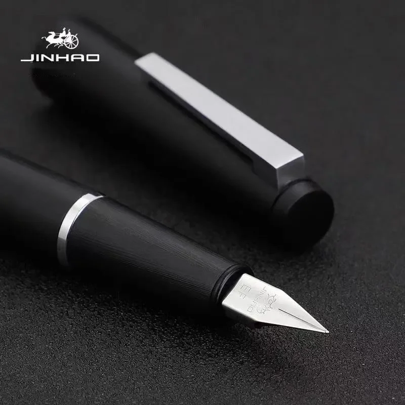 JINHAO 80 블랙 만년필 섬유 엑스트라 파인 0.38mm 펜촉 잉크 펜 쓰기 골드 클립 학교 사무용품 편지지