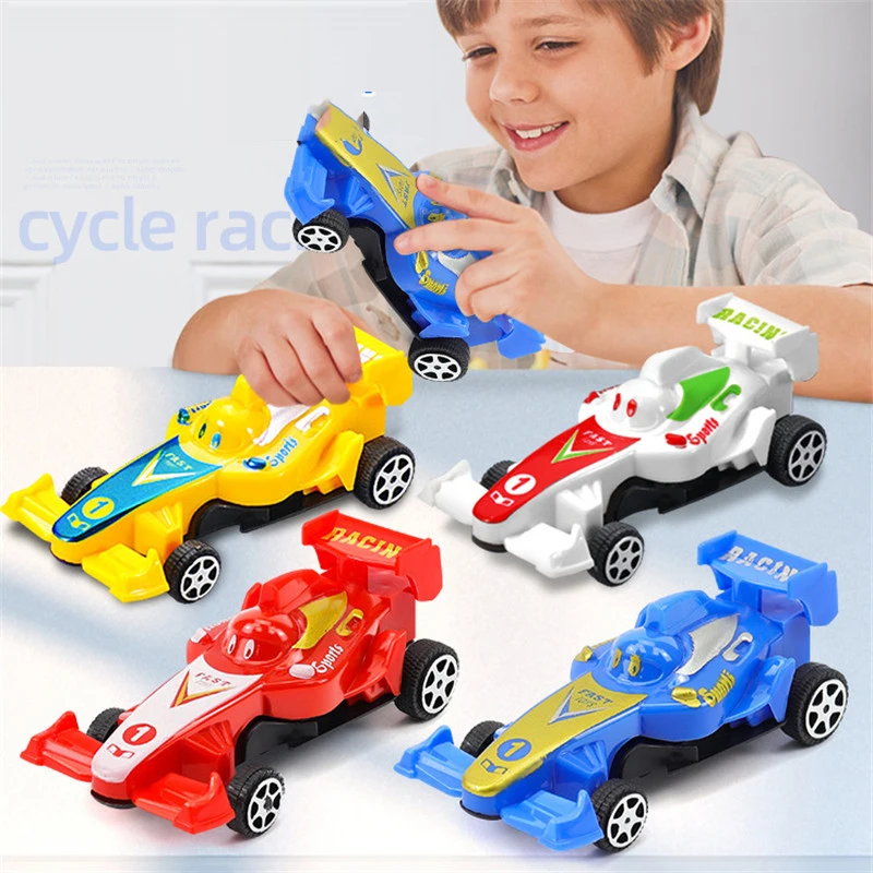 4Pcs Mini Sports Car Vehicle Children Plastic Pull Back Racing Car Model Kids Toy Colorful Funny Early Educational Toys For Boys