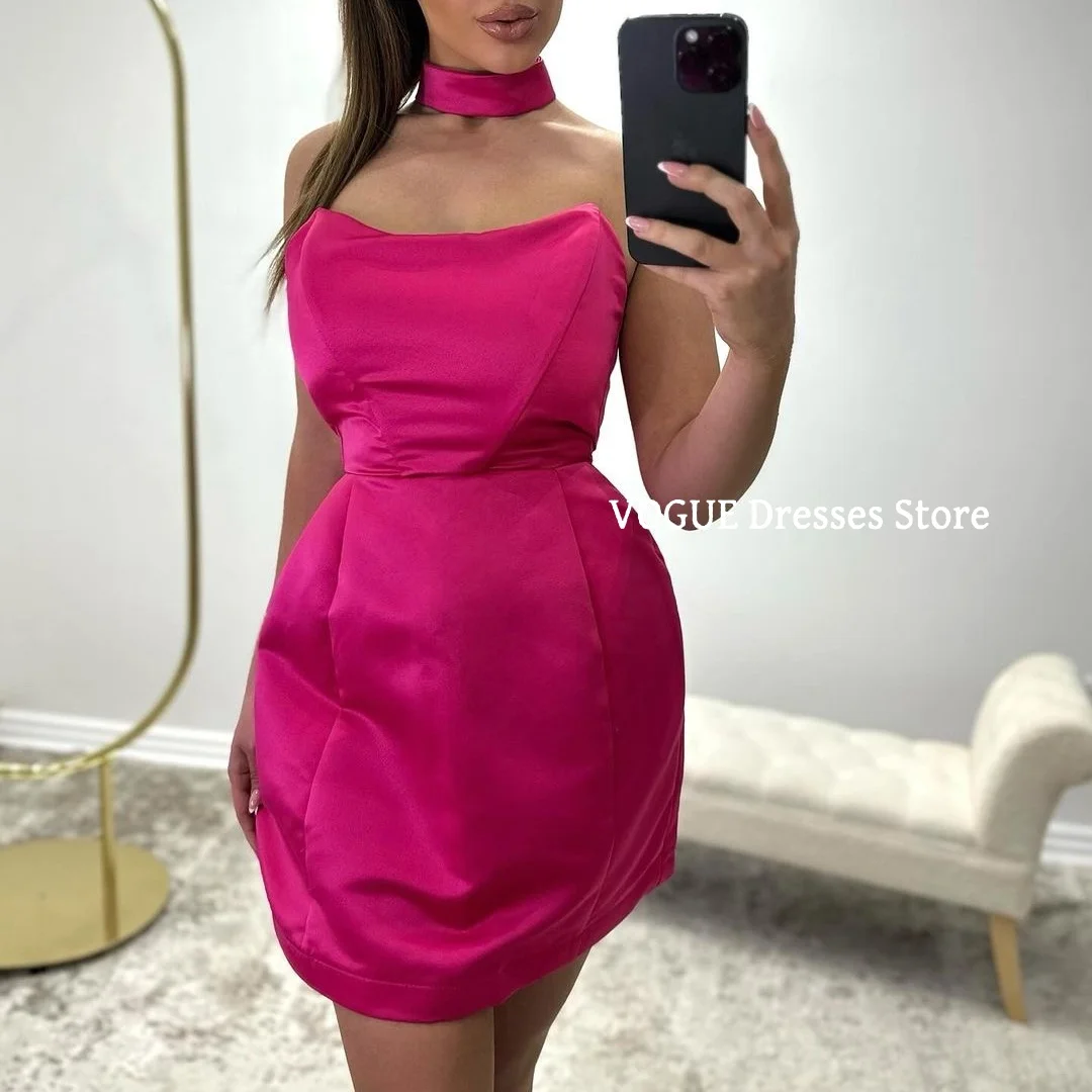 

Hot Pink Mini Prom Dresses for Women Mermaid Cocktail Evening Dress robes de soirée vestidos de fiestas elegantes mujer