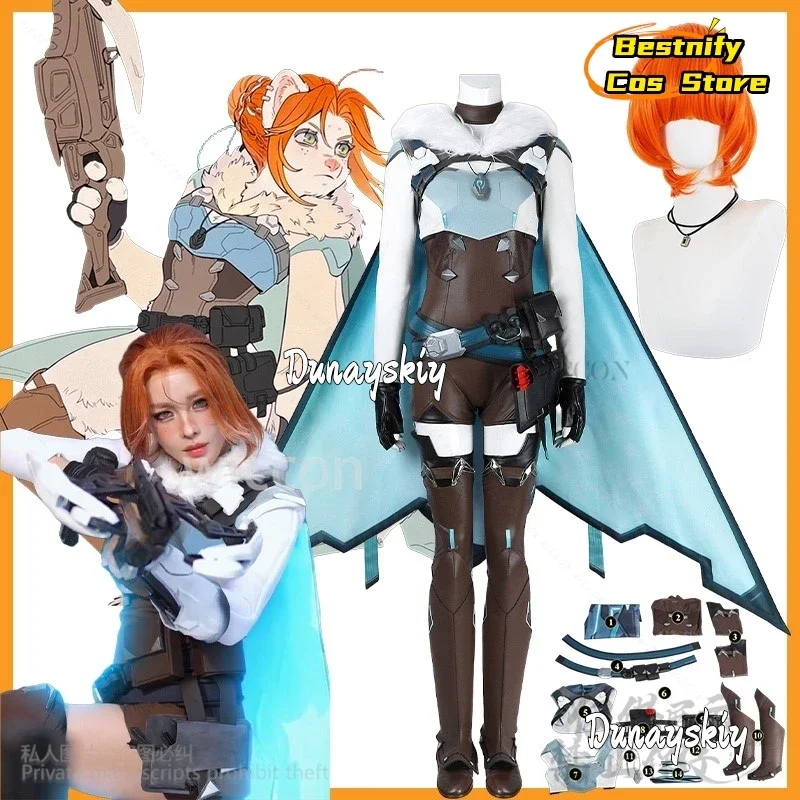 CosplayAnime 게임 OWW 코스프레 프레야 의상 펑크 망토 Pu 유니폼 목걸이 가방 가발 할로윈 파티 Cos Jirai Kei Girls Outfit-코