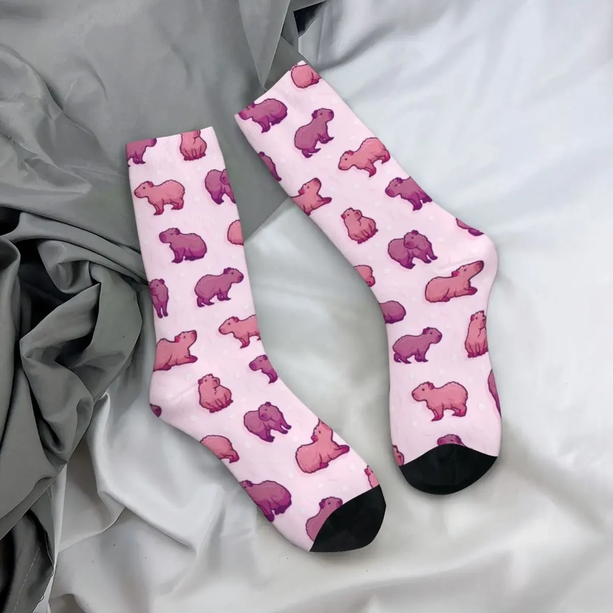 Winter Warm Fashion Unisex Capybara Pink Socks Cartoon Cute Non-slip Breathable Basketball Socks