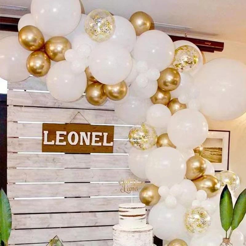 108PCS Weiß Ballon Garland Arch Kit Gold Metallic-Ballons für Geburtstag Hochzeit Bachelorette Engagement Baby Dusche Dekoration