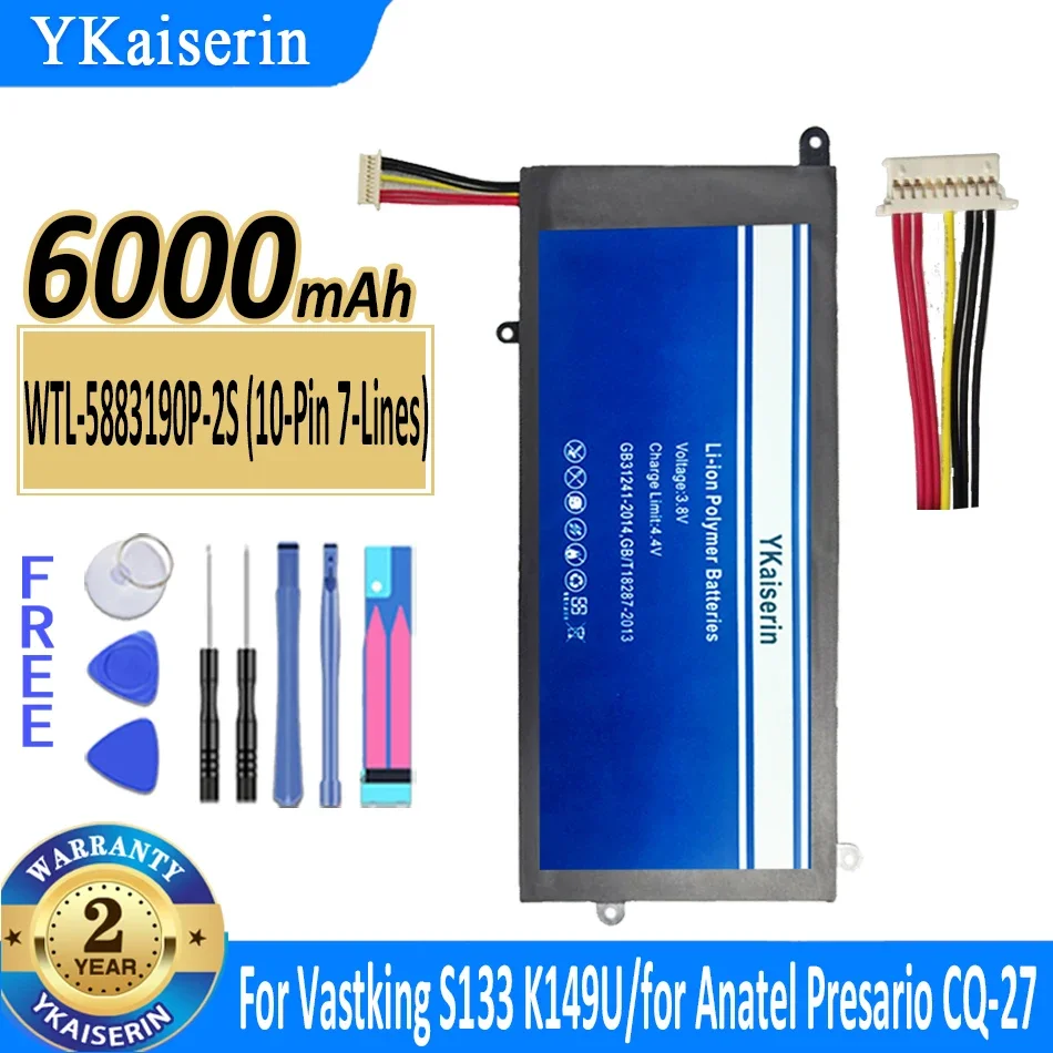 

Аккумулятор ykaisсеребрин 6000 мАч, 5883190P, для смартфона Vastking S133 K149U Axioo MyBook Pro P421, для смартфона