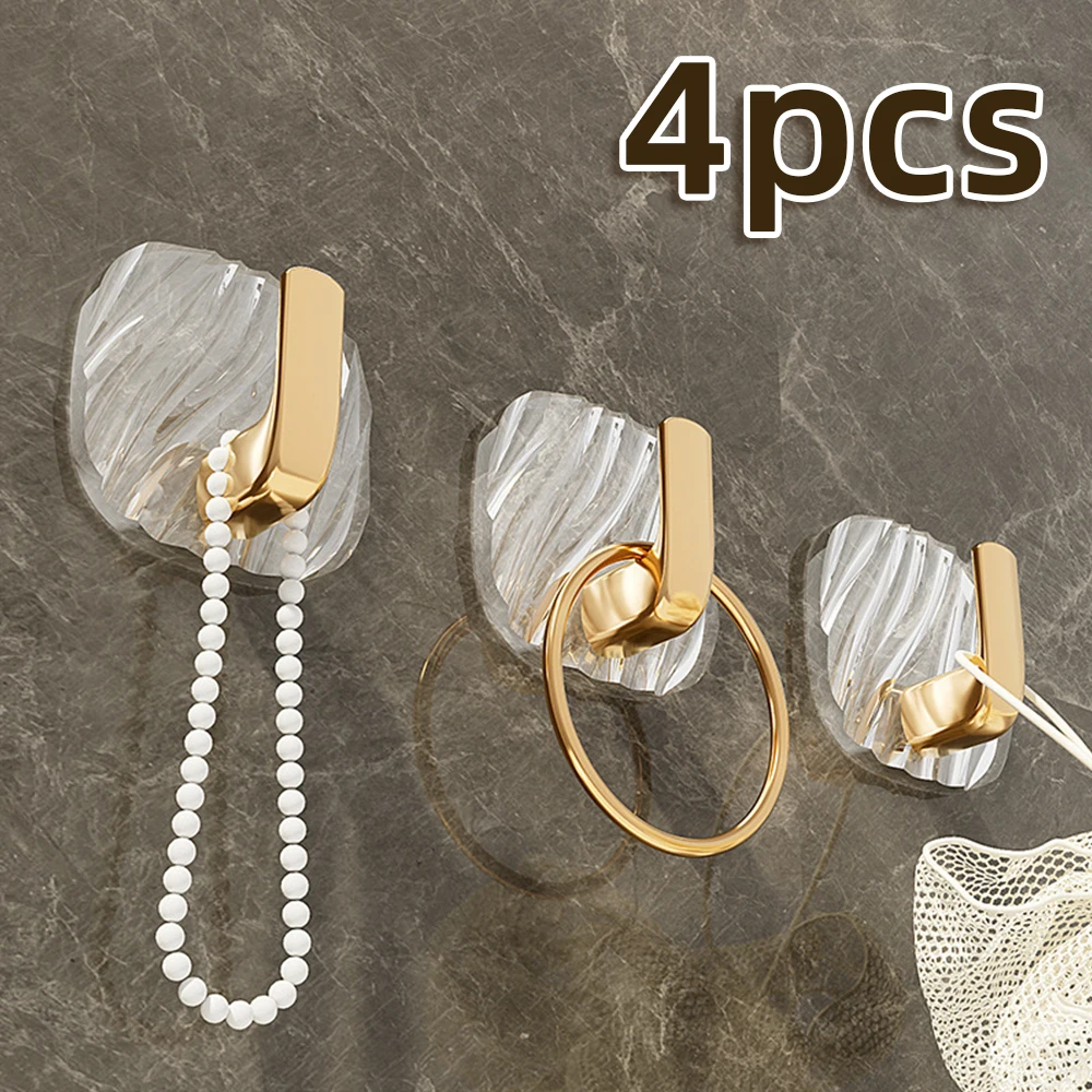 

4PCS Self-adhesive Wall Hooks Acrylic Bathroom Hooks for Hanging Waterproof Adhesive Hook Towel Holder Home Accessories