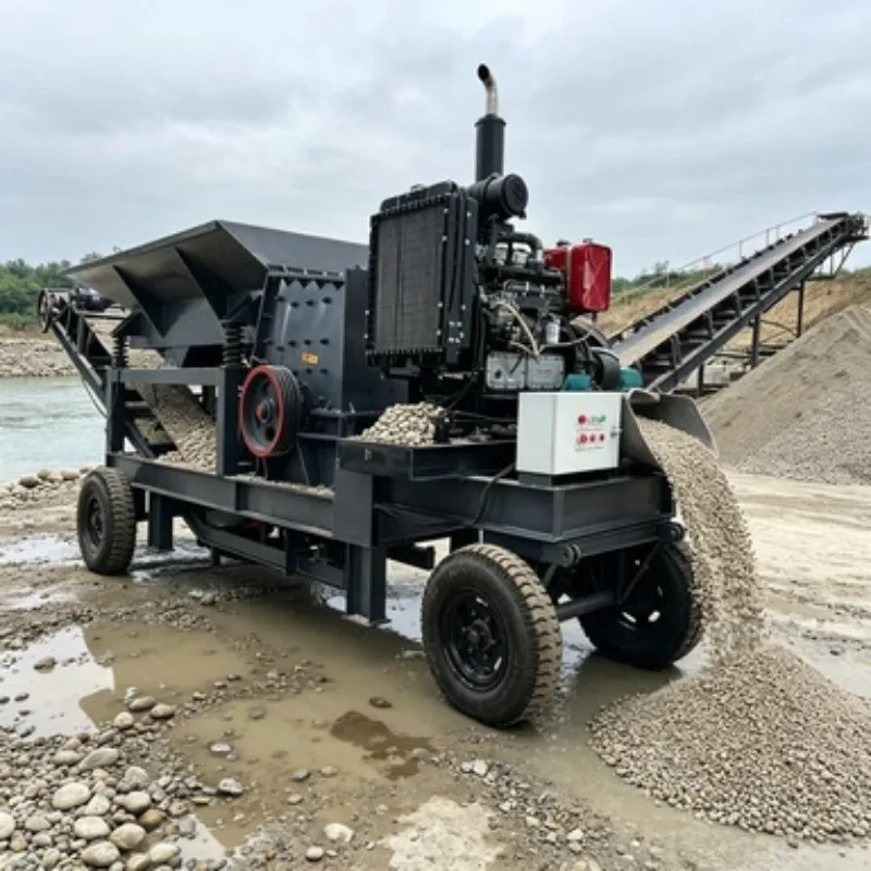 Portable Wheel Jaw Crusher Mobile Rock Breaking Station Integrated Hopper Conveyor for Road Aggregate Production