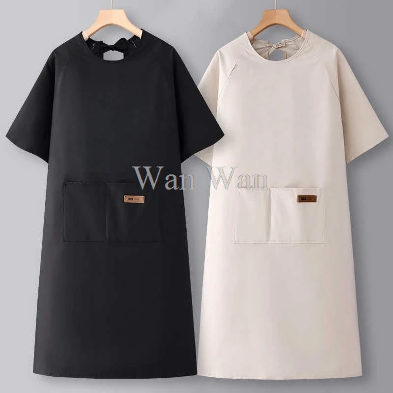 

Waterproof Apron Short Sleeve Work Clothes Pet Shop Dog Grooming Clothing Kitchen Oil Proof Wai Cloth Smock Women Uniforms