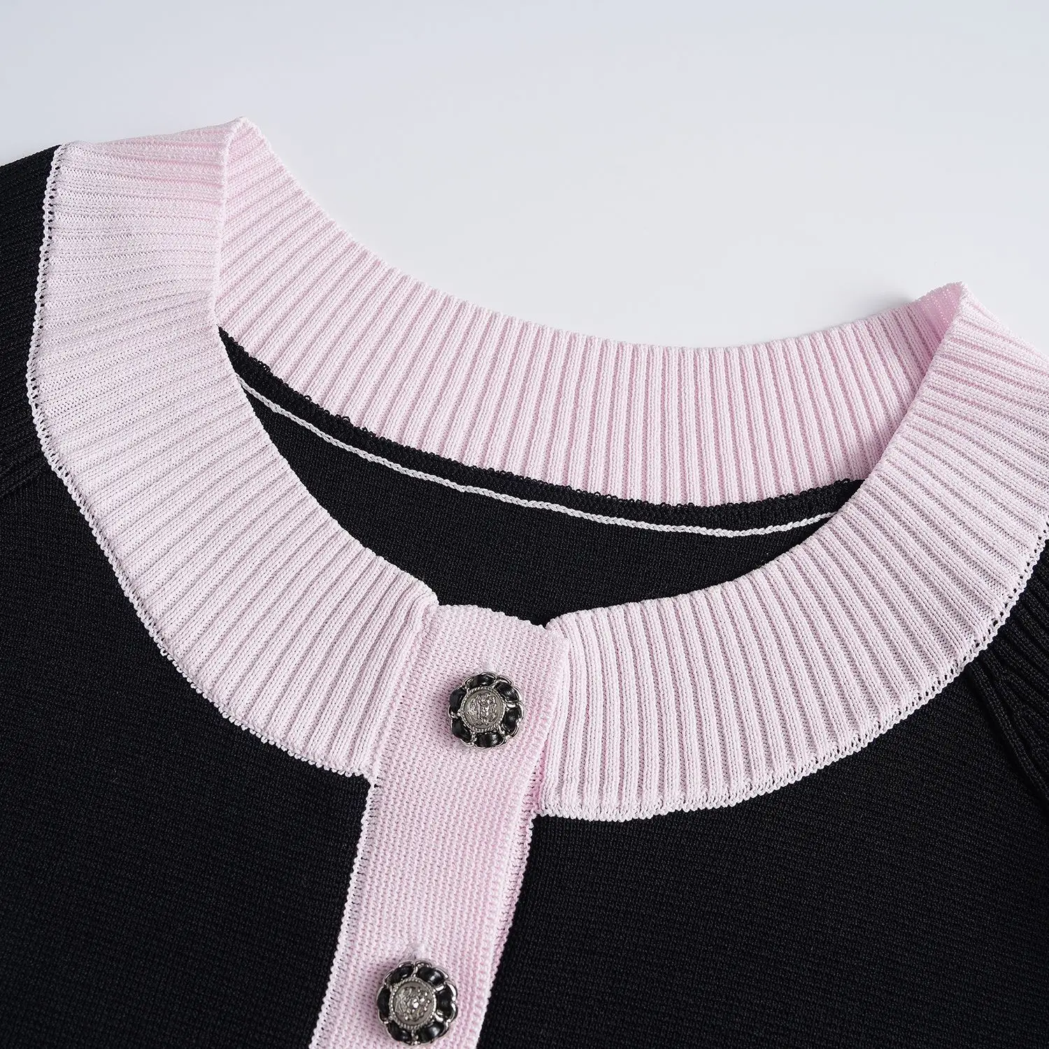 ZJYT 여성 대비 색 니트 스웨터 드레스 긴 소매 슬림 Bodycon 칼집 미니 파티 드레스 봄 2025 패션 가운