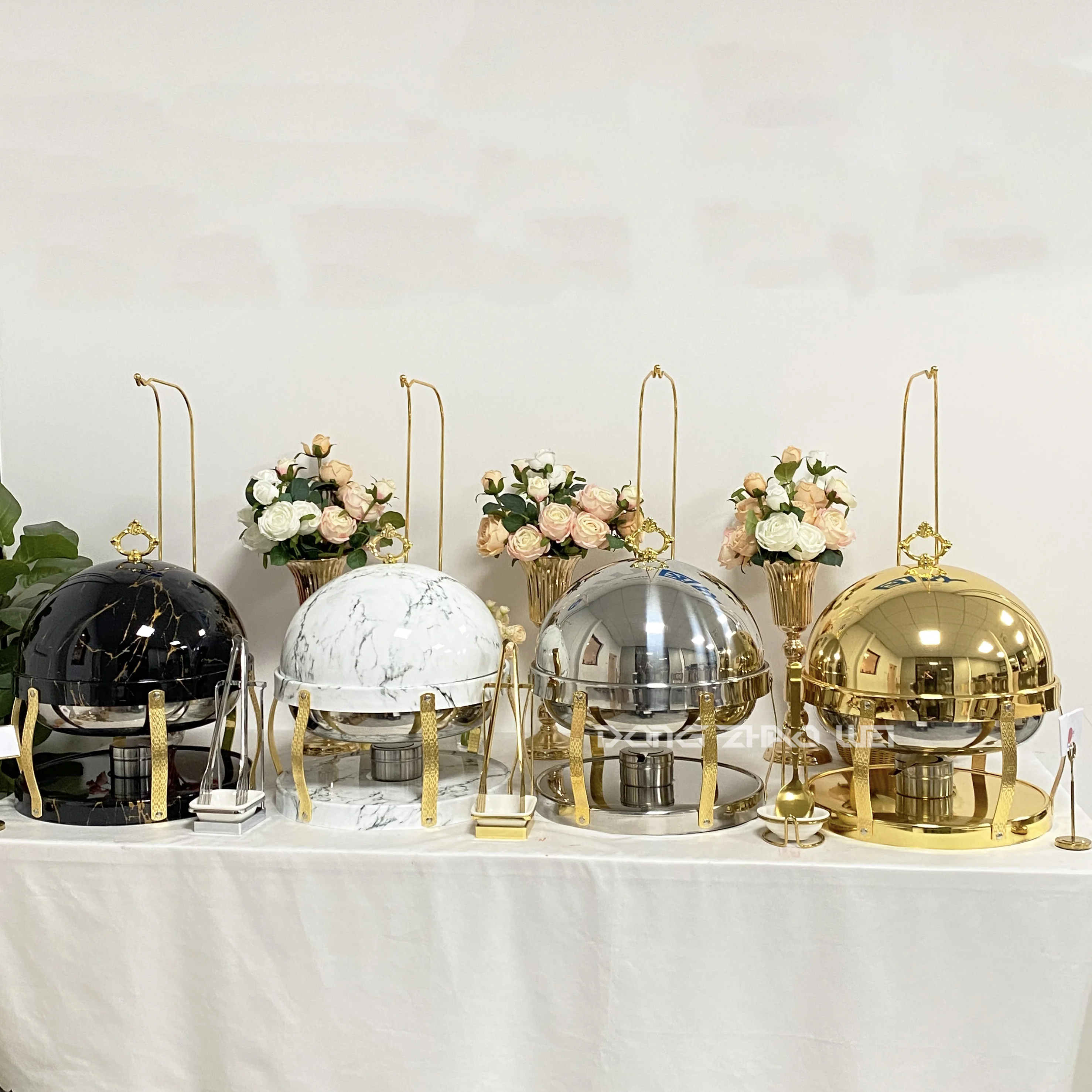 Top Sales 2024 Catering Supplies 8L Shafing Dishes Buffet Food Warmers Chafer Dish Golden Chafing Dish for Catering