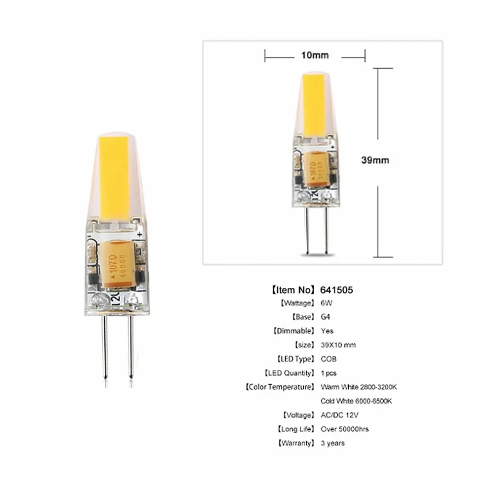 G4 LED مصباح عكس الضوء التيار المتناوب/تيار مستمر 12 فولت 3 واط 6 واط LED Mini G4 COB LED لمبة 360 شعاع زاوية مصابيح الثريا استبدال ضوء الهالوجين
