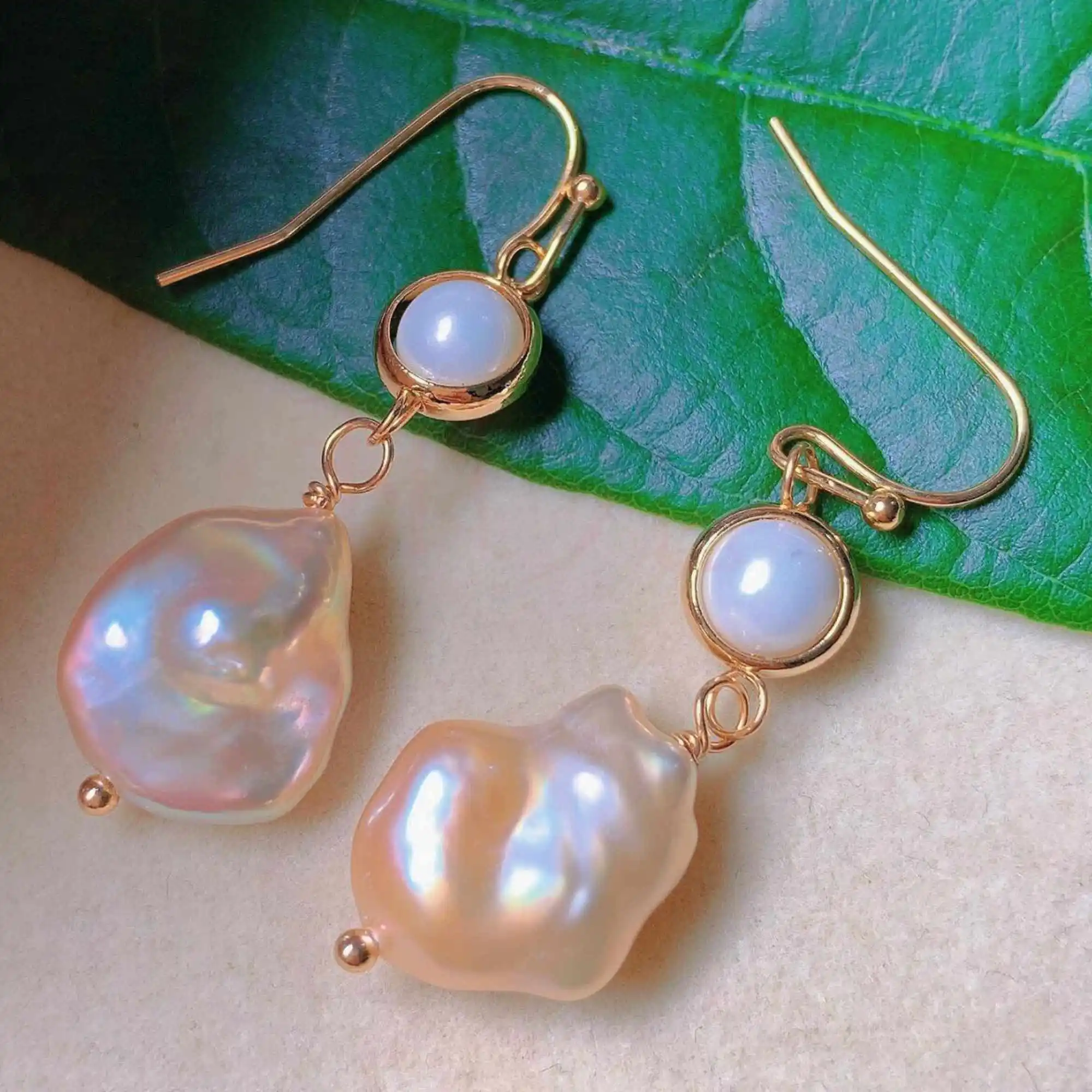 Fashion natural Multicolor pearl white round pearl gold earrings Jewelry Wedding Fashion Women Aquaculture