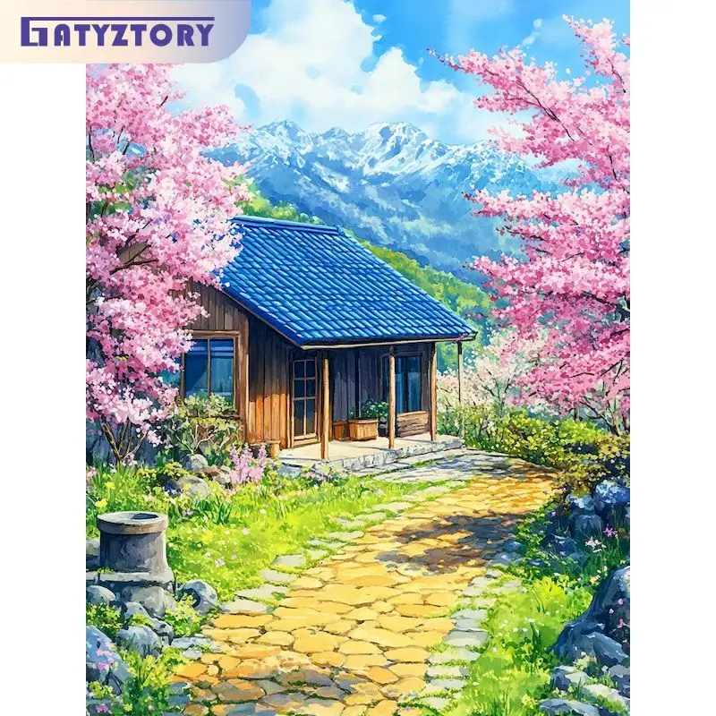 

GATYZTORY Diy Painting By Number Landscape Handpainted Acrylic Paint Crafts Diy Gift Drawing Canvas By Numbers For Home Decors