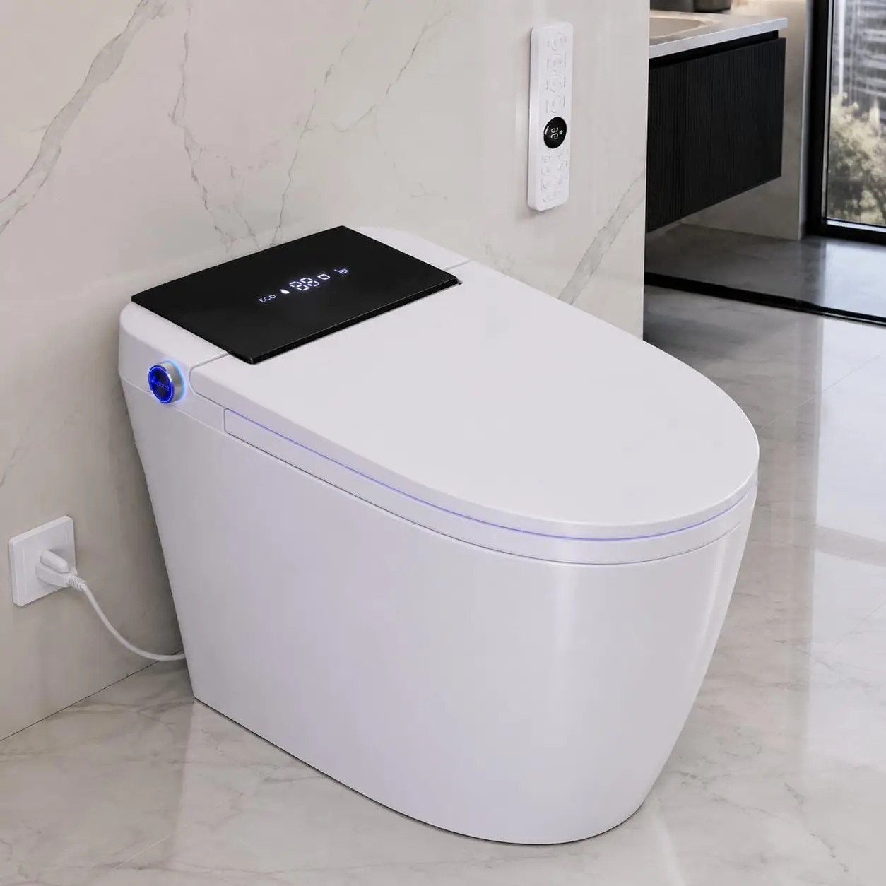 Smart Toilet with Bidet Built in, Dual Auto Flush & Auto Open Lid, Bathroom