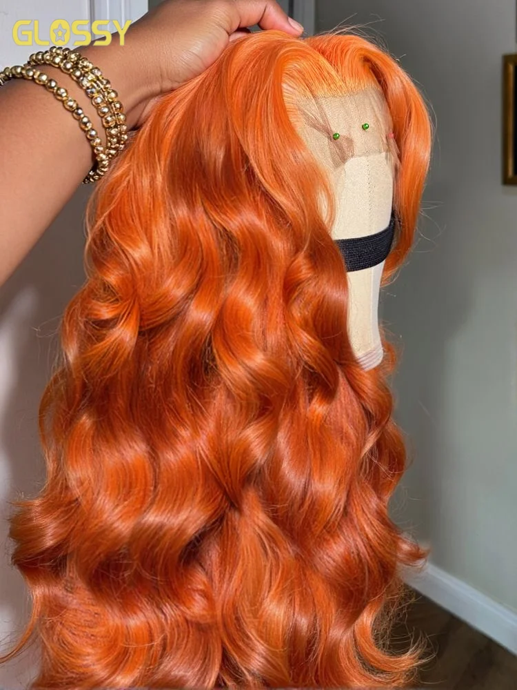 

Body Wave Ginger Orange 13x6 HD Lace Front Wigs 100% Human Hair 30inch 300 Density Glueless Colored Human Hair Wig Pre Plucked