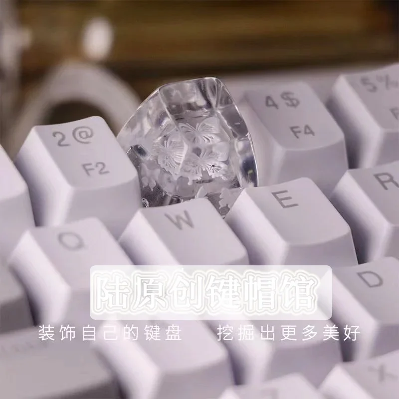 Creative  Beautiful Butterfly Key Cap Handmade Resin Drip Transparent SA High Game Mechanical Keyboard KeyCap