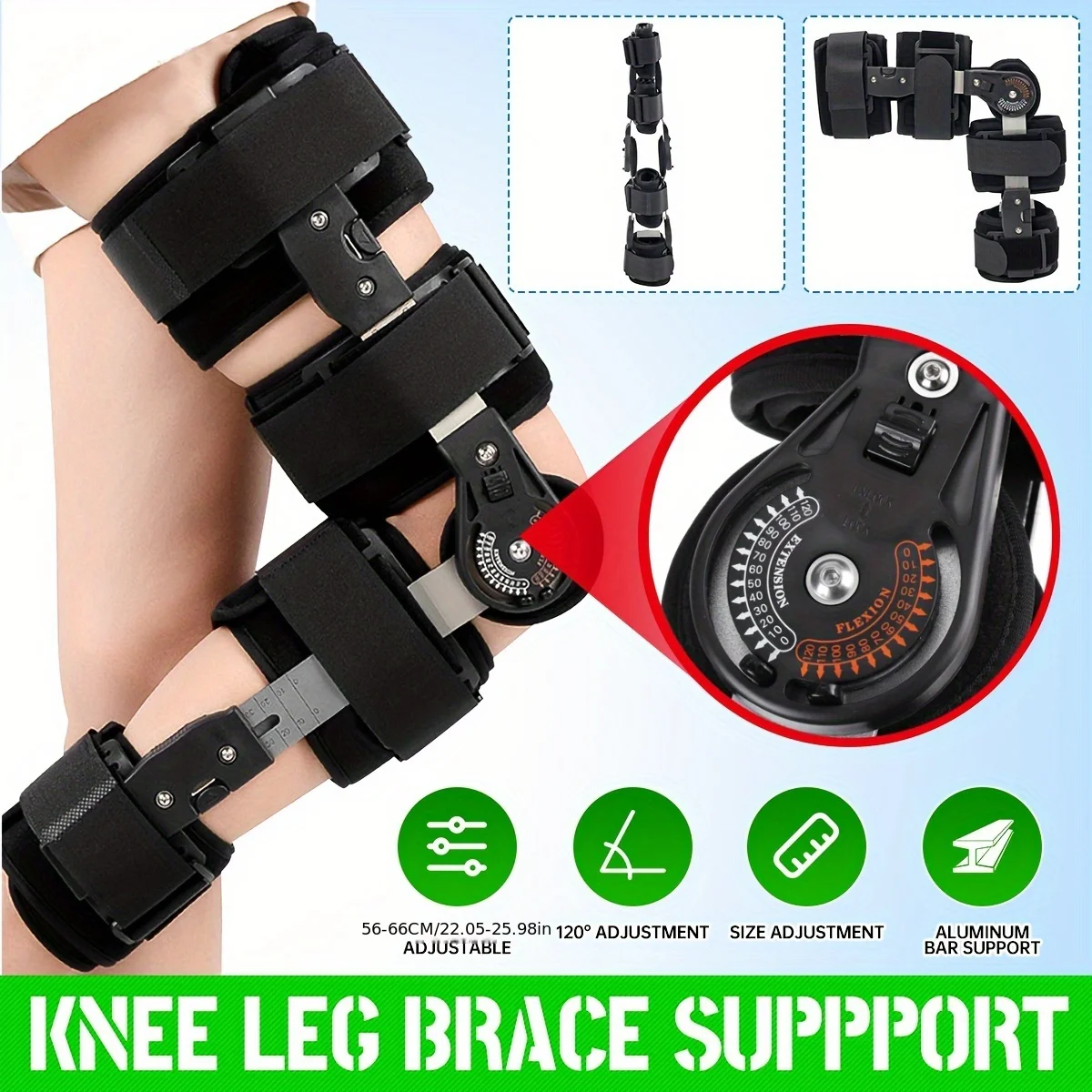 Suitable for Knee Support Adjustable Hinged Knee Brace with Button Lock - Sponge-Lined for Comfort,