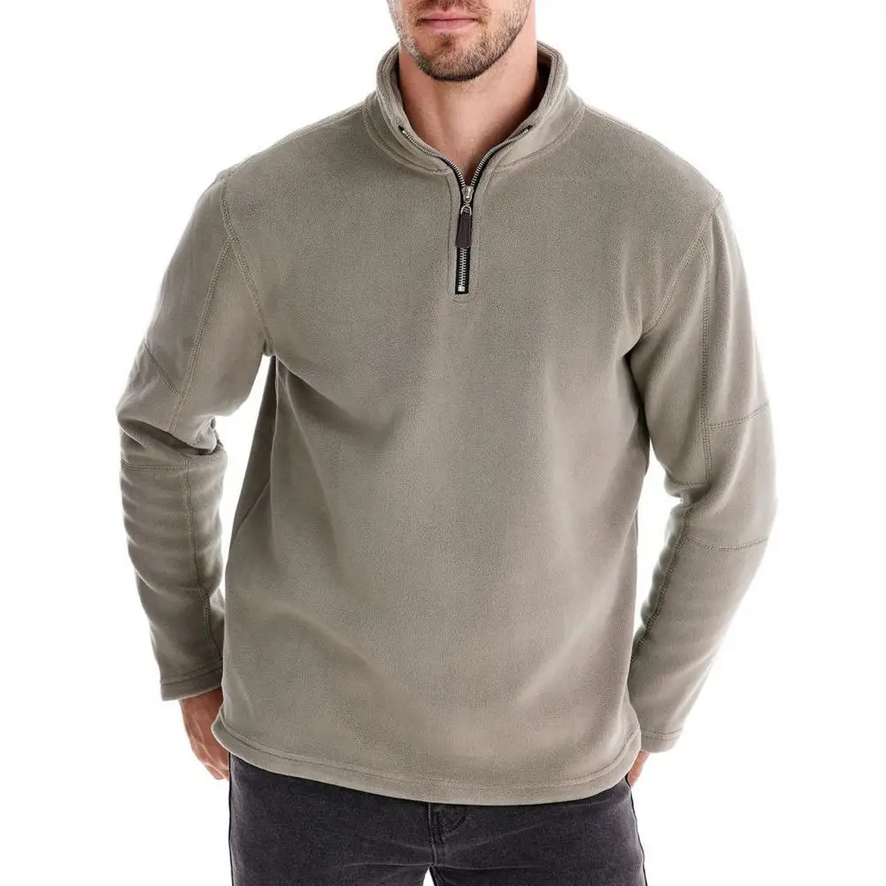 

Sweatshirt Men's Half Zipper Stand Collar Sweatshirt For Fall Winter Solid Color Long Sleeve Sport Top For Wear Keeping Warm