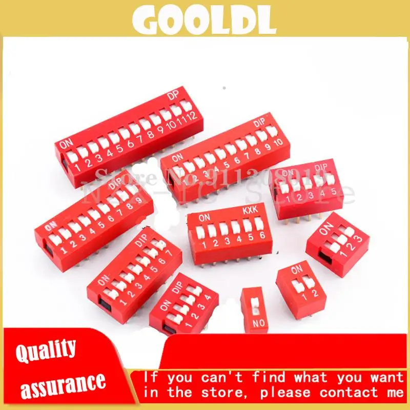 10PCS/LOT 2.54mm red/blue dial code switch 1P/2P/3P/4P/5P/6P/8P/10P position straight plug flat dial