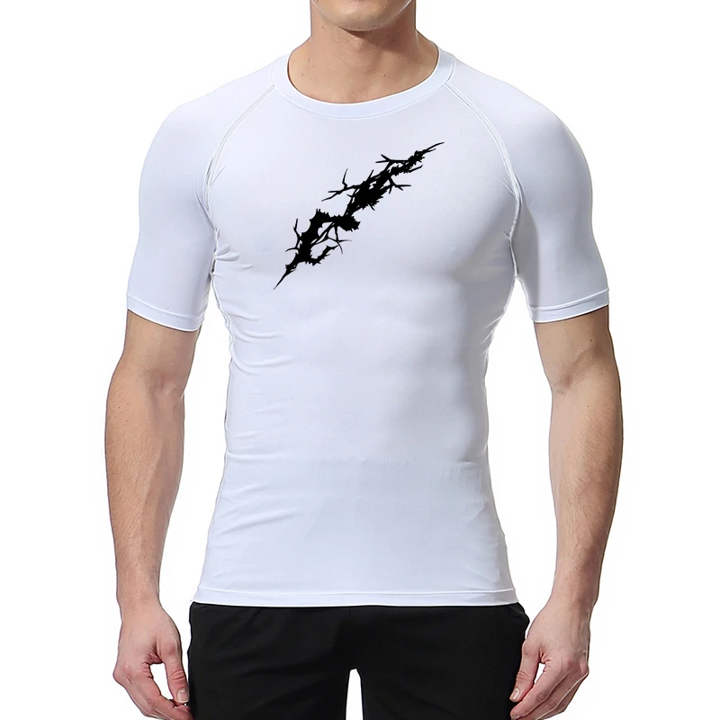 Graphic Print Compression Shirt for Men Gym Workout Running Tshirt Tees Tops Athletic Quick Dry Undershirt Baselayers Activewear