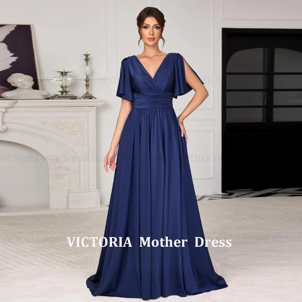 VICTORIA カスタマイズされたエレガントな新郎新婦の母のドレス 2026 A ライン結婚式のゲストドレス V ネックプリーツパーティーイブニングドレス