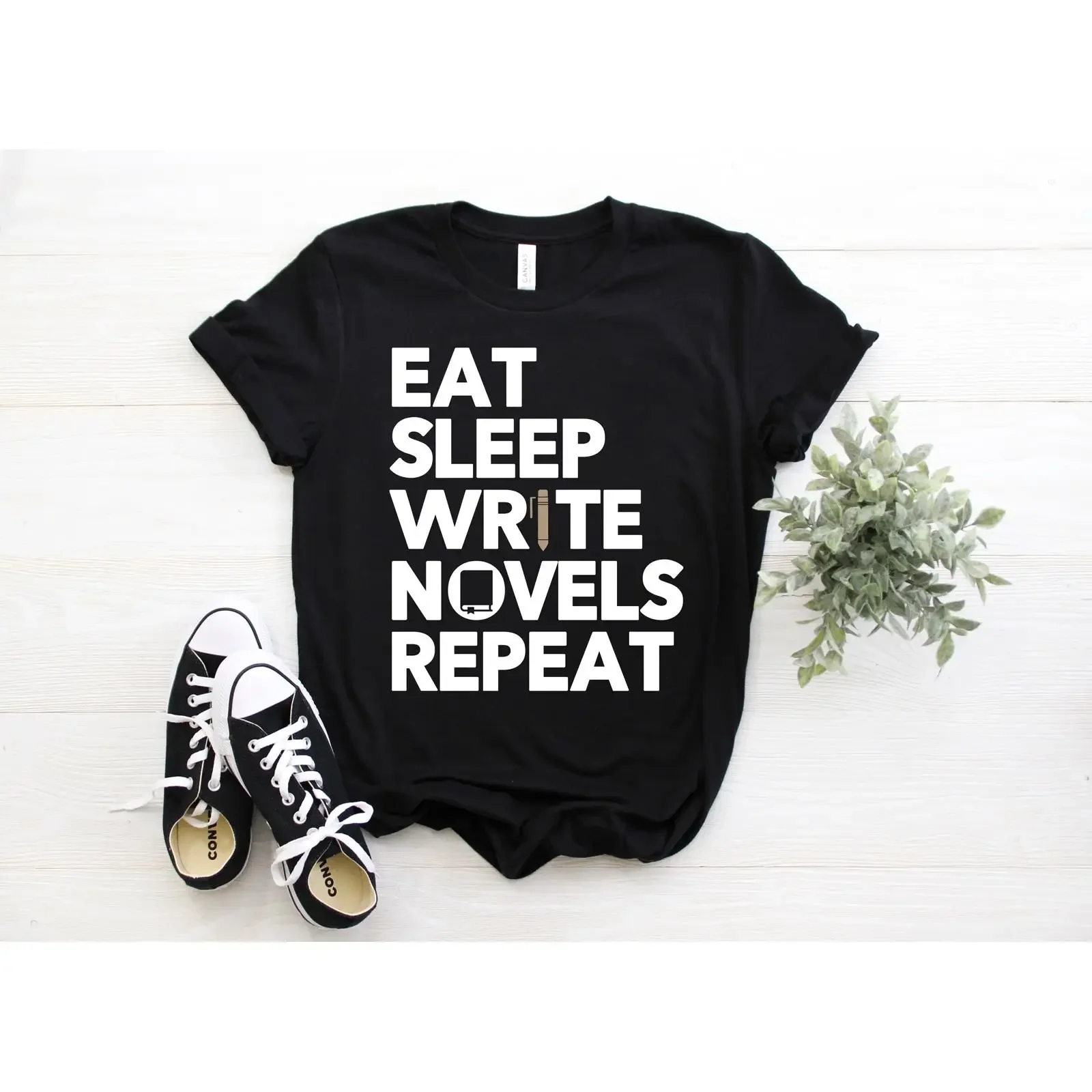 Eat Sleep Write Novels Repeat T Shirt Funny Writer Author Novelist Casual for Writers Journalists vintage Washed graphic