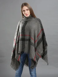 Imitation Cashmere Women Scarf Winter Classic Pullover Plaid Tassel Loose Poncho Capa Para Mujer Warm Pashmina Femme Wrap Shawl