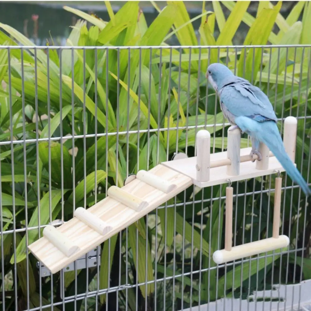 

Wooden Bird Perches Platform Funny Durable Bird Swing Climbing Ladder Natural Bird Playing Gyms Exercise Stands Pet Parakeet