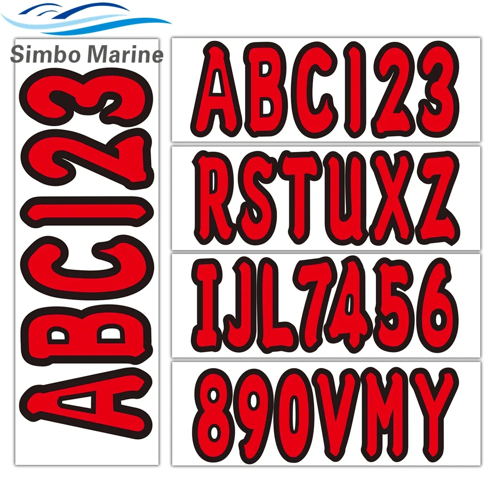 

4 комплекта красных наклеек с буквами A-Z и 0-9, красных альфа-ноumeric регистрации, наклейки для лодки