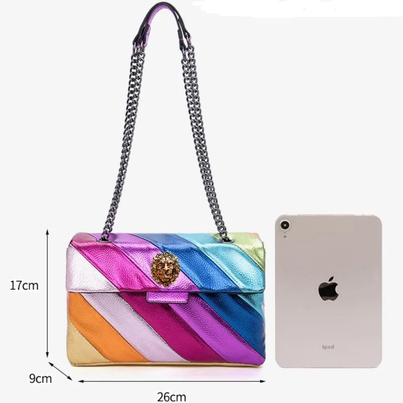 High-end diamond women's slippers, fish-mouthed back hollowed-out lion cooling slippers, rhinestone slippers chain bag set - Image 6