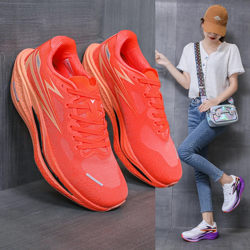 Men Running Shoes Carbon Plate Marathon Speciality Sports Breathable Lightweight Women's Comfortable Nonskid Leisure Sneakers image 4