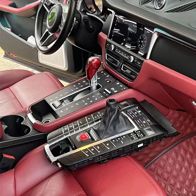 modification AC Panel For Porsche Macan 2010-2021 Decorative Accessories Gear Shift Panel Center Console Interior Button Black