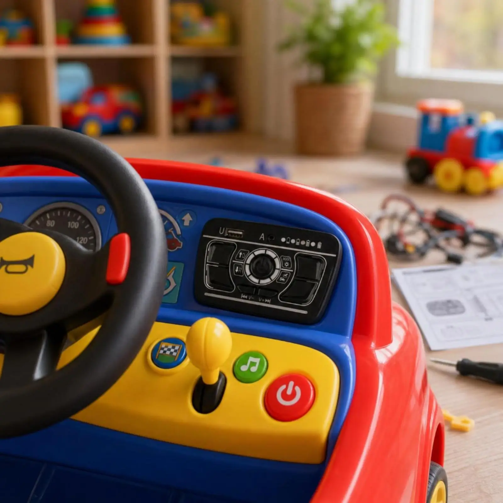 Push-Along Car Control Module Button Panel Electric Push-Along Vehicle Controller USB Port for Children