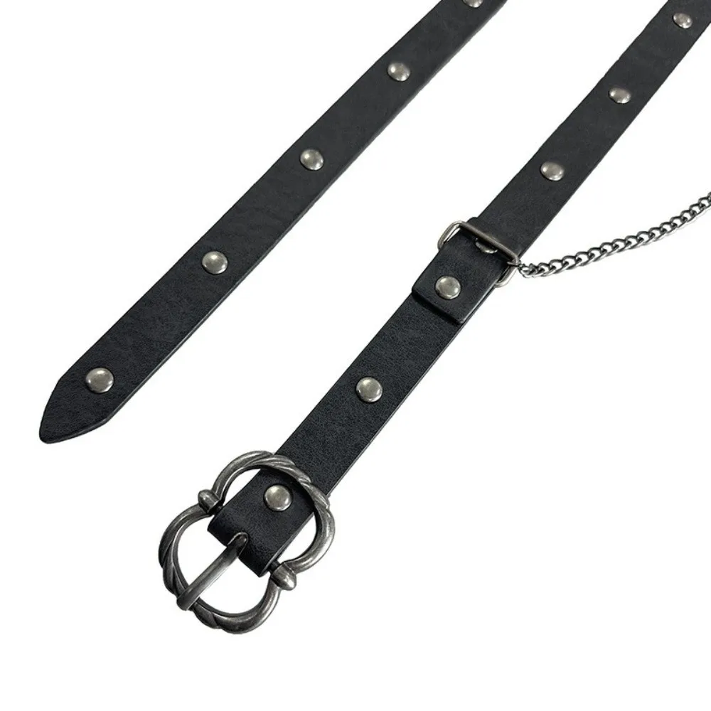 Cinturón Medieval ajustable de piel sintética DIY, cinturones finos multicapa vikingos, hebilla de Metal Vintage, cinturón de cadena, traje