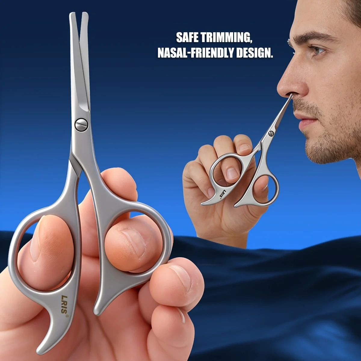 Stainless Steel Round Tip Nose Hair Scissors - Sharp & Smooth, No Pulling, Safe for Men Women, Trim Nose Hair Beard Eyebrows