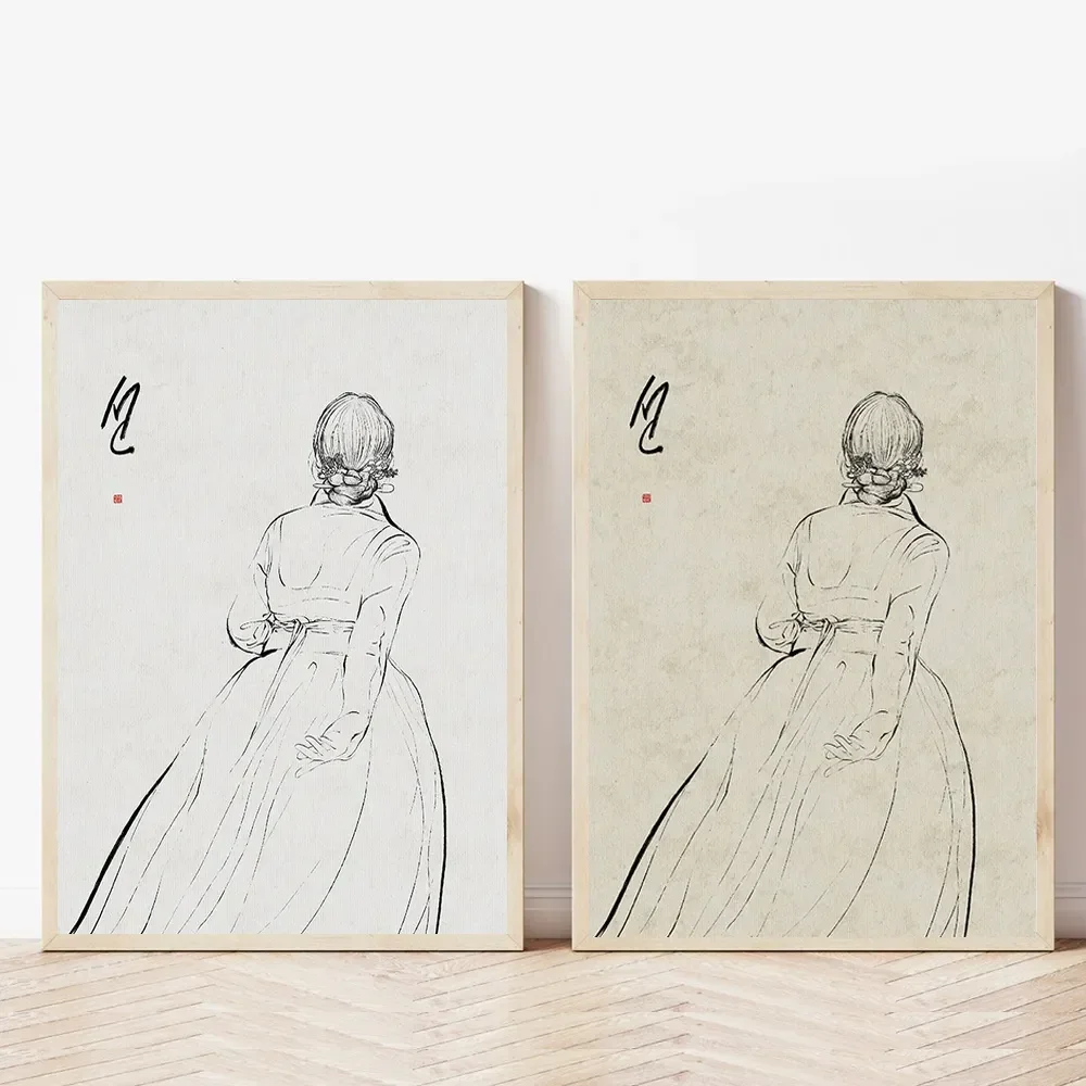 1PC frameless decorative art print,Classic Vintage Wall Art Korean Asian Traditional Hanbok HD Canvas Boot Poster Home Living Ro