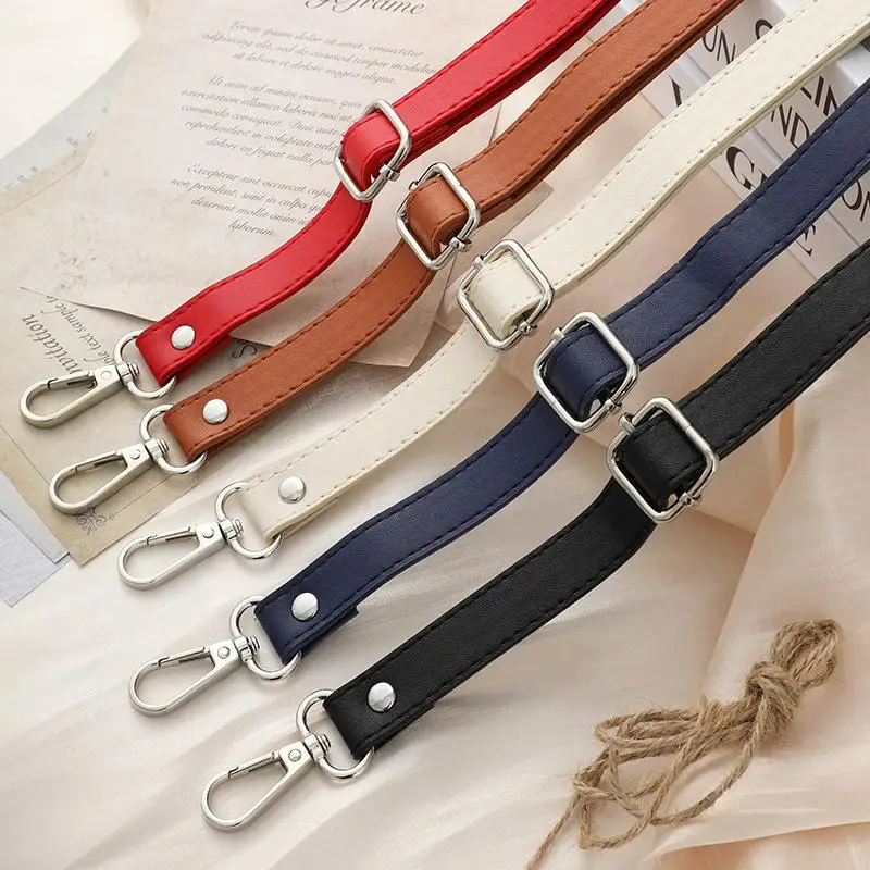 130cm Long PU Leather Shoulder Strap Buckle Bag Accessories Crossbody Bag Strap Handbag Handle Double-layer Replacement Bag Belt