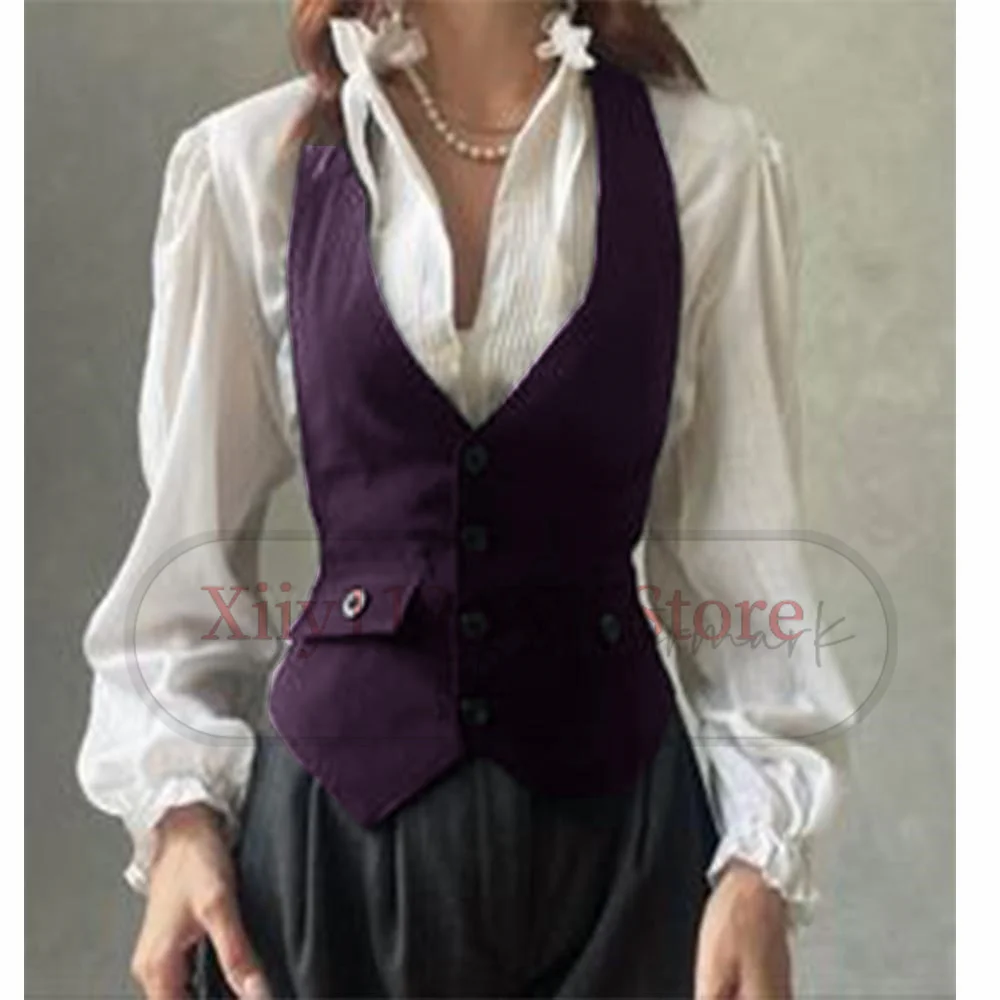 Women\'s serge  Tweed Waistcoat Slim Fit V-Neck Dressy Suit Vest  Casual Formal Business Vest for women  Vintage Waistcoat