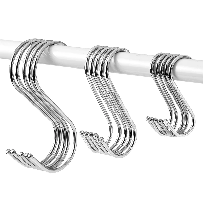 10Pcs S-Shape Hook Stainless Steel Clothes Bags Towels Plants Hanging Rack Multi-function Kitchen Bedroom Railing S Hanger Hook