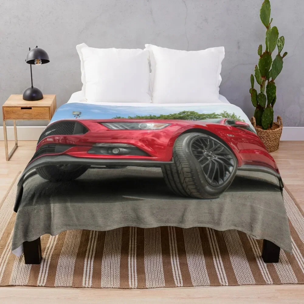 

Shiny Red Mustang Throw Blanket funny gift Bed Blankets