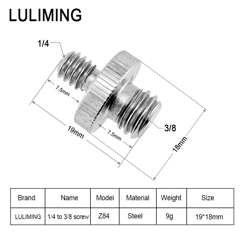 Male 1/4 3/8 Inch to Male M4 1/4 3/8 Camera Conversion Screw Tripod Ballhead Mount Adapter for Photography Flash Holder