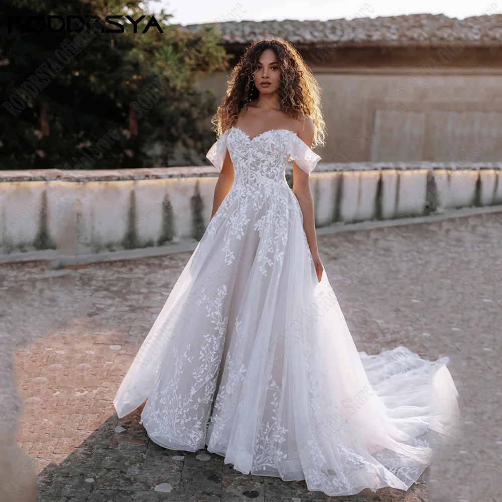 RODRSYA Exquisite Off Shoulder Wedding Dresses Sweetheart Applique Bride Gowns A-Line RODDRSYA Exquisite Fora Do Ombro Vestidos De Casamento Querida Applique Vestidos De Noiva A-Line vestidos de novia playa Custom Made