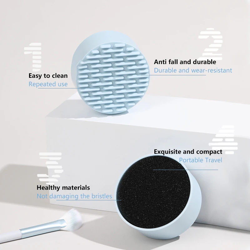 แปรงแต่งหน้าแห้งทําความสะอาดกล่องใช้คู่แปรงอายแชโดว์สีRemoverแปรงฟองน้ําซักผ้าScrubberชุดทําความสะอาด
