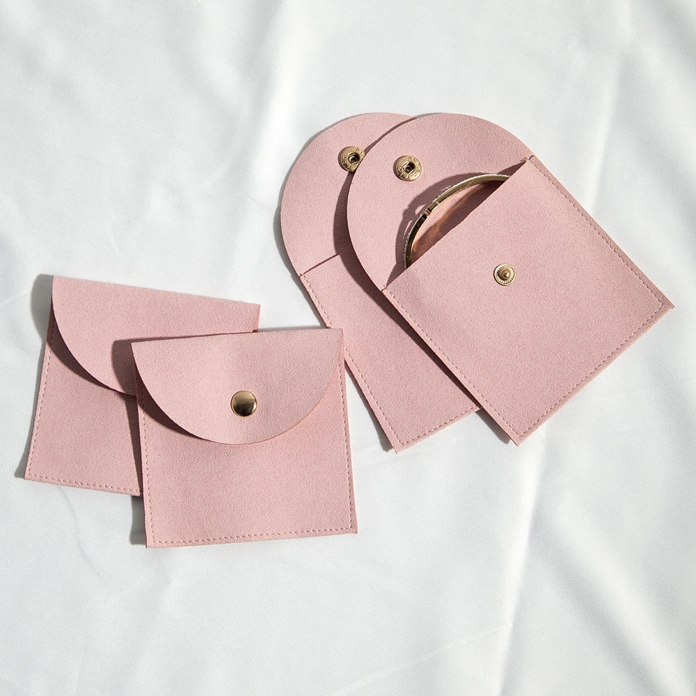 

5Pcs/Lot Dark Pink Microfiber Button Snap Dust Gift Pouch Wedding Party Birthday Jewelry Accessory Candy Packaging Storage Bags