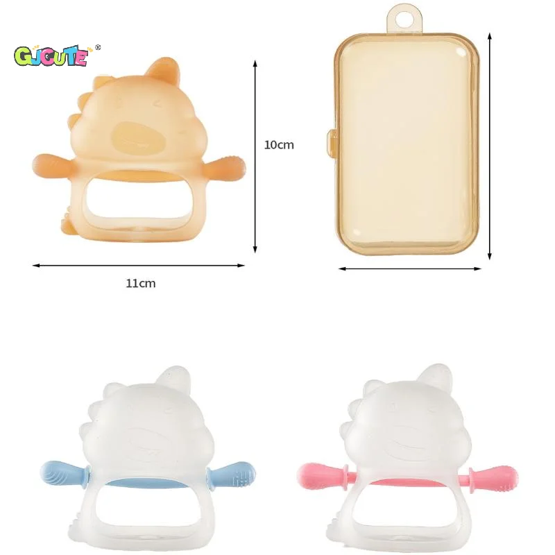 

1 Piece Infant Hand Teether Pacifiers Gum Pain Relief Prop Dinosaur Baby Silicone Teether Toys Toddler Chewing Toy Baby Stuff