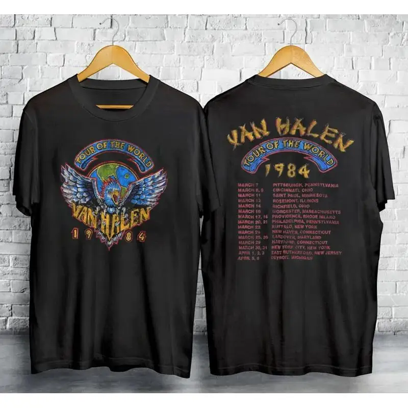 تي شيرت كلاسيكي 1984 Monsters Of Rock World Tour Van مزدوج الجوانب