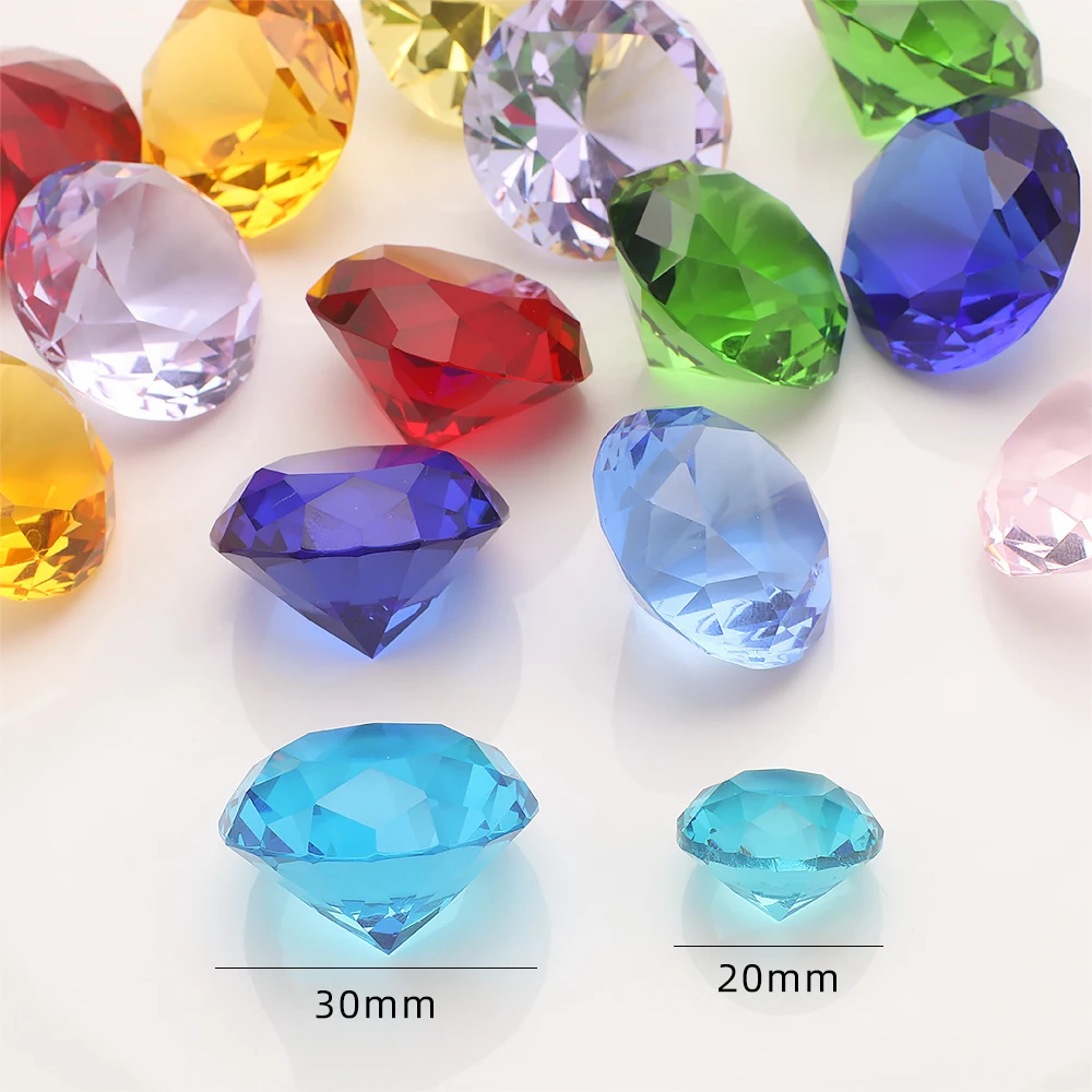 1PC 30mm Diamond Shaped Crystal Paperweight Cut Glass Giant Gemstone Decorative Wedding Christmas Ornament House Gift Idea