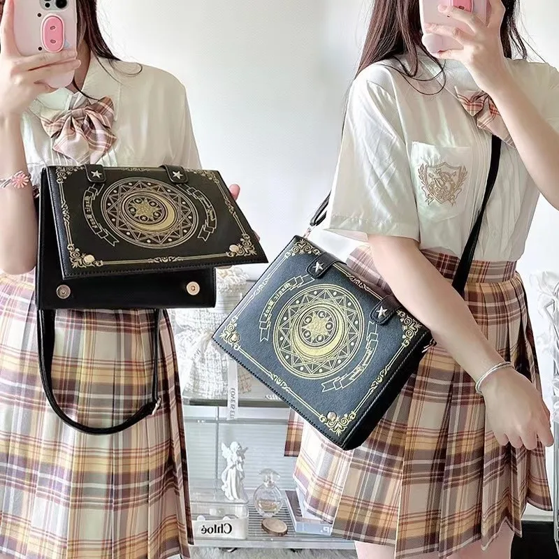 Moon Magic Book Lolita Bag Women Japan Gothic Leather Jk Kawaii Shoulder Bags Handbag Lady Vintage Black Mini Backpack Aesthetic