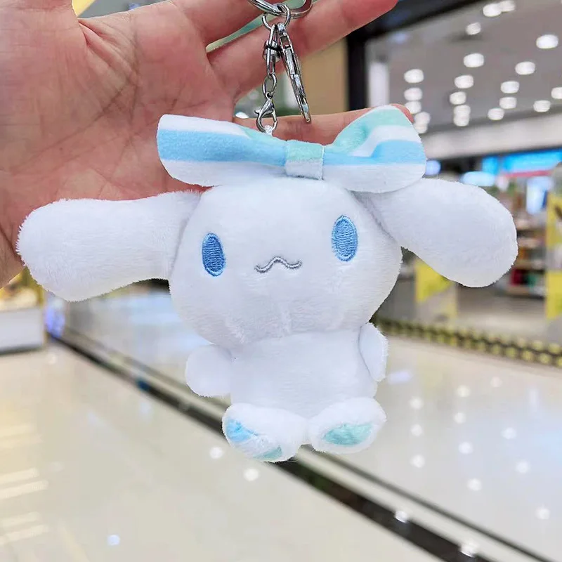 Sanrio Pompom Purin Cinnamoroll Plush Doll Key Chain Mobile Phone Pendant Backpack Decoration Car key Chain Girlfriend Gift For